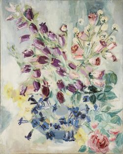 Peinture sur toile de Jacqueline Marval, Vase de Campanules, 1927 reproduction peinte à la main
