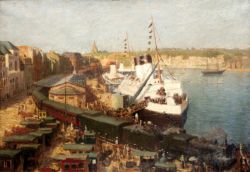 Jacques Auguste Weismann, La Malle Anglaise Arrivant Dieppe reproduction peinte à la main