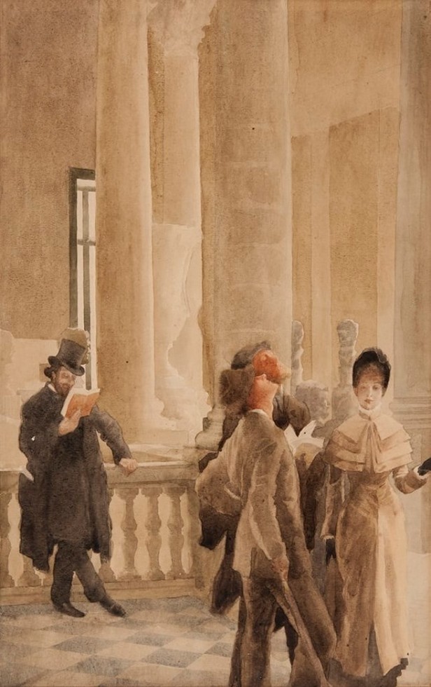 James Tissot, Foreign Visitors at the Louvre (Visiteurs étrangers au Louvre), c. 1883