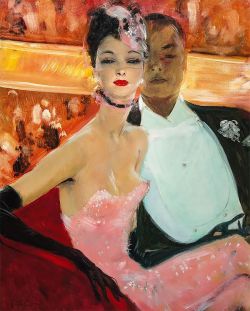 Jean-gabriel Domergue La Loge De L Opera reproduction peinte à la main