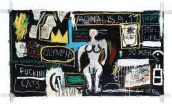 Peinture sur toile de Jean-michel Basquiat Crown Hotel - Mona Lisa Black Background 1982 reproduction peinte à la main