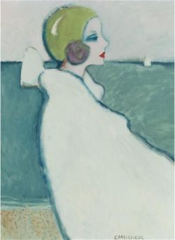 Peinture sur toile de Jean-pierre Cassigneul Femme Au Bonnet De Bain reproduction peinte à la main