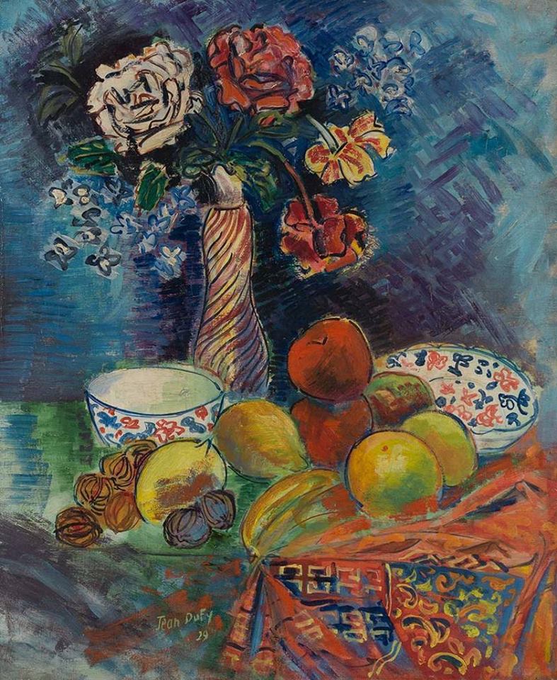 Jean Dufy,  Nature Morte et Bouquet de Roses et de Lilas - 1929
