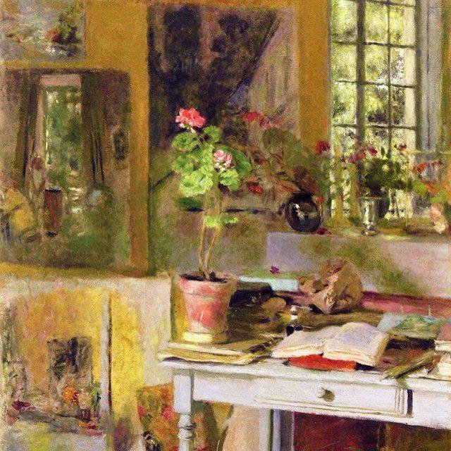Jean Edouard Vuillard Geranium On A Blue Table - 1932