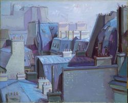 Jean Helion Blue Roofs Paris 1958 reproduction peinte à la main