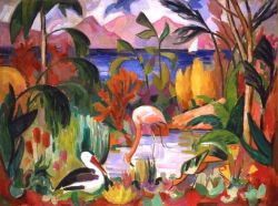 Peinture sur toile de Jean Metzinger Paysage Colore Aux Oiseaux Aquatique 1907 reproduction peinte à la main