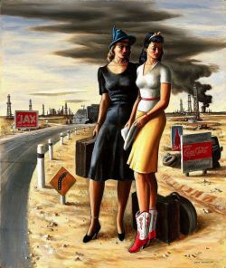 Jerry Bywaters Oil Field Girls - 1940 reproduction peinte à la main