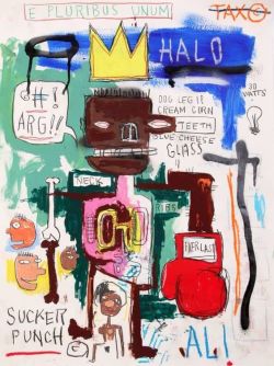 Peinture sur toile de Jm Basquiat Ali Vs Frazier Fight reproduction peinte à la main