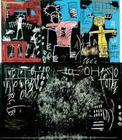 Peinture sur toile de Jm Basquiat Black Tar And Feathers 1982 reproduction peinte à la main