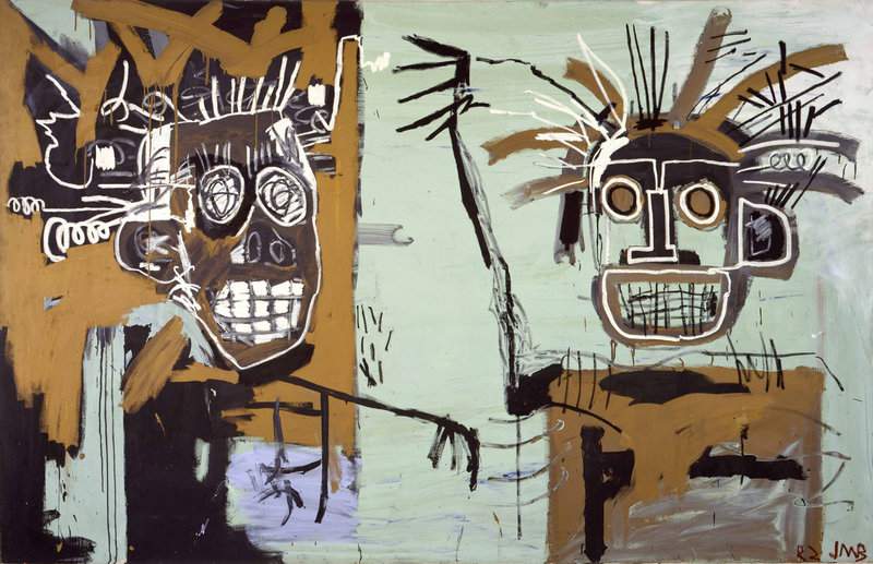 Jm Basquiat Two Heads On Gold - 1982