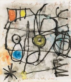 Peinture sur toile de Joan Miro Composition 1961 reproduction peinte à la main