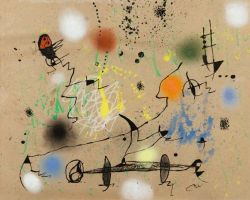 Peinture sur toile de Joan Miro Paysage 1975 reproduction peinte à la main