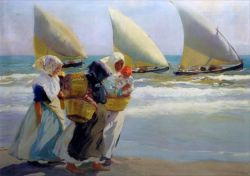Peinture sur toile de Joaquin Sorolla, Three Sails reproduction peinte à la main