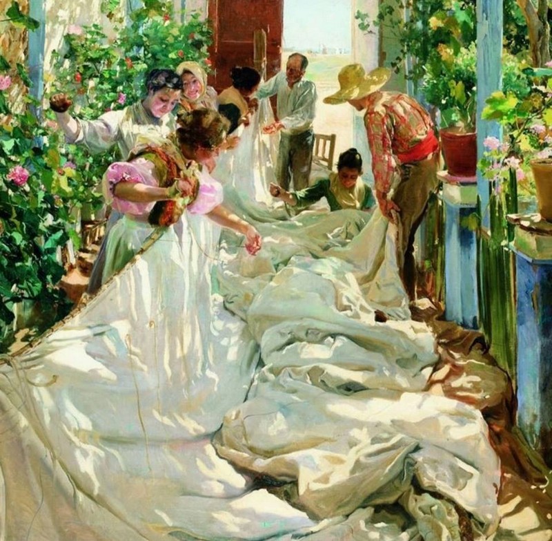 Joaquín Sorolla, Sewing the Sail, 1896