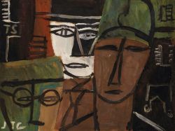 Joaquín Torres-García, Têtes, c. 1928 reproduction peinte à la main