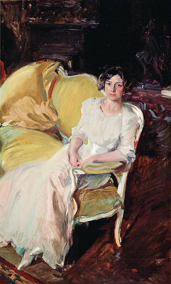 Joaquin Sorolla, Clotilde Sentada En Un Sofa - 1910
