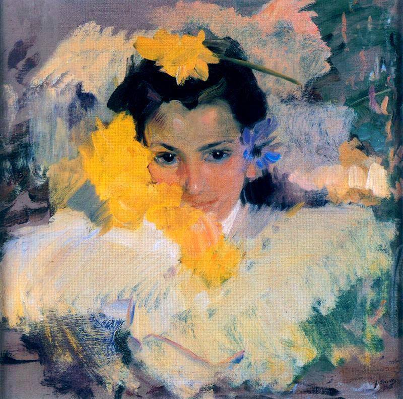 Joaquin Sorolla Girl With Flowers - Nina Con Flores 1930