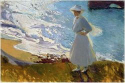 Peinture sur toile de Joaquin Sorolla, Maria at the Beach, Biarritz, 1906 reproduction peinte à la main