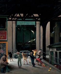 John Falter The Windy City 1946 reproduction peinte à la main