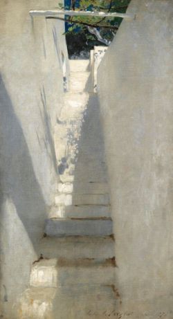 John Singer Sargent, Staircase In Capri - Study Of A Staircase 1878 reproduction peinte à la main