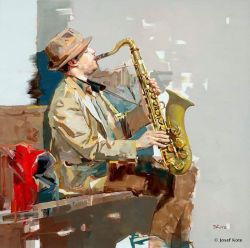 Josef Kote, The saxophonist reproduction peinte à la main