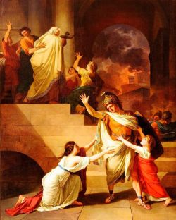 Joseph Benoit.jpg Creusa Preventing Aeneas From Fighting Again During The Destruction Of Troy reproduction peinte à la main