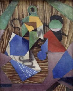 Peinture sur toile de Juan Gris Bottle Of Rum And Newspaper reproduction peinte à la main