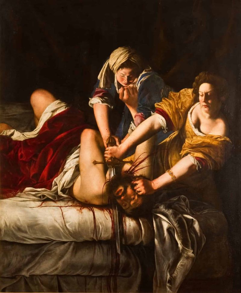 Reproduction peinte à l'huile Judith Slaying Holofernes By Artemisia Gentileschi 2nd Version - finition musée artisanale en relief sur toile