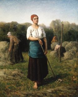 Reproduction sur toile du tableau Jules Breton A Girl With A Rake