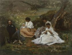 Reproduction sur toile du tableau Jules Breton Family Reunion At Bourron Marlotte