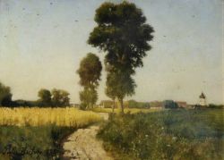 Reproduction sur toile du tableau Jules Breton Landscape Courrieres France