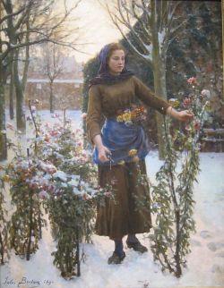 Reproduction sur toile du tableau Jules Breton Last Flowers