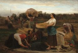Reproduction sur toile du tableau Jules Breton The Colza - Harvesting Rapeseed