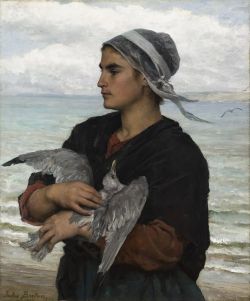 Reproduction sur toile du tableau Jules Breton The Wounded Seagull