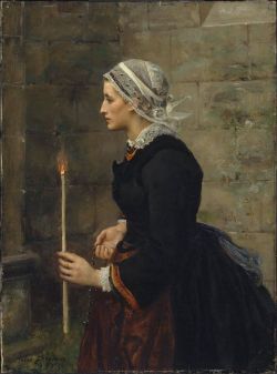 Reproduction sur toile du tableau Jules Breton Woman With A Taper