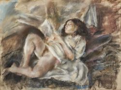 Jules Passin Nude Reading reproduction peinte à la main