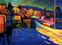 Peinture sur toile de Kandinsky Autumn Landscape With Boats reproduction peinte à la main