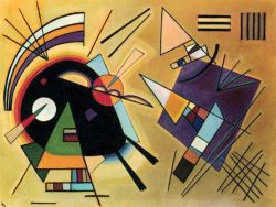 Peinture sur toile de Kandinsky Black And Violet 77 8x100 4 reproduction peinte à la main