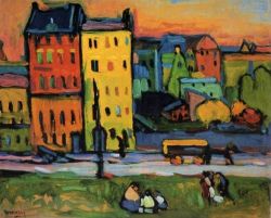 Peinture sur toile de Kandinsky Houses In Munich reproduction peinte à la main