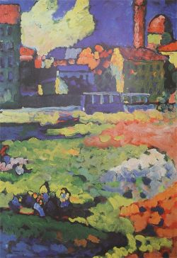 Peinture sur toile de Kandinsky Munich - Schwabing With The Church Of St. Ursula reproduction peinte à la main