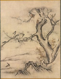 Kano Motonobu Flowers And Birds In A Spring Landscape - 1929 reproduction peinte à la main