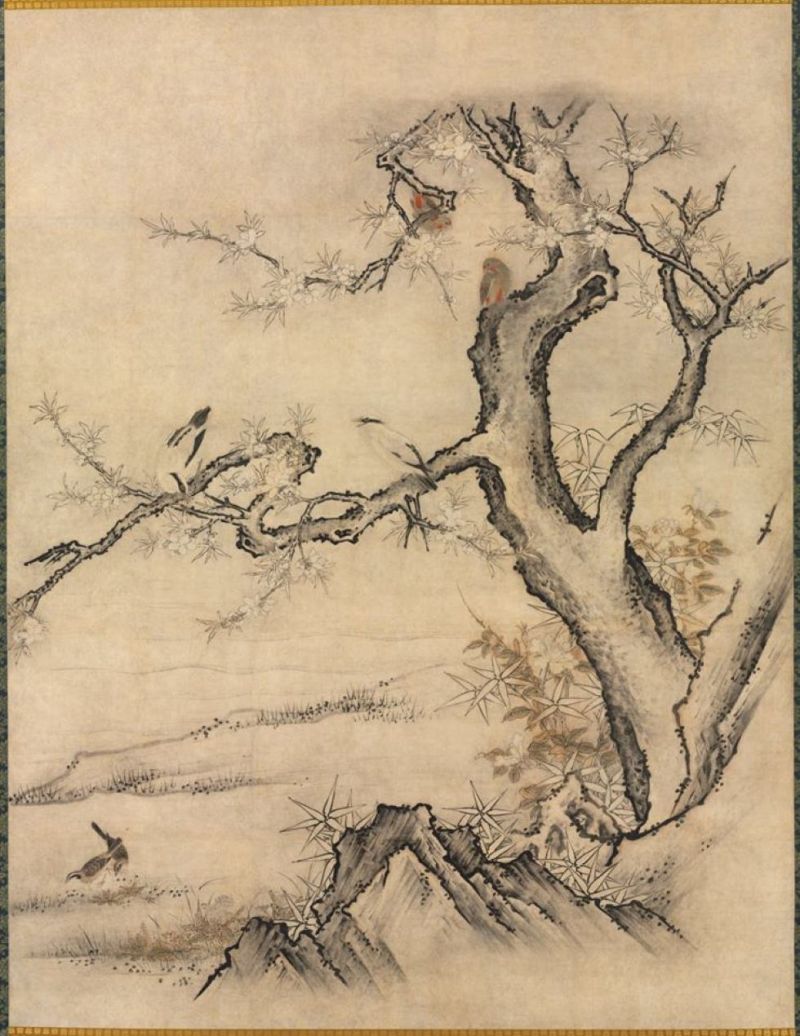Kano Motonobu Flowers And Birds In A Spring Landscape - 1929
