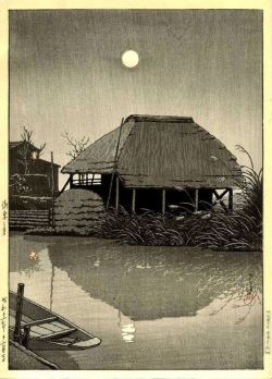 Kawase Hasui Moon At Itako 1936 reproduction peinte à la main