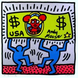 Peinture sur toile de Keith Haring Andy Mouse 1986 reproduction peinte à la main