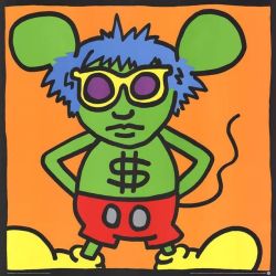 Peinture sur toile de Keith Haring Andy Mouse Dollar Sign reproduction peinte à la main