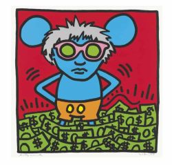 Peinture sur toile de Keith Haring Andy Mouse Dollars reproduction peinte à la main