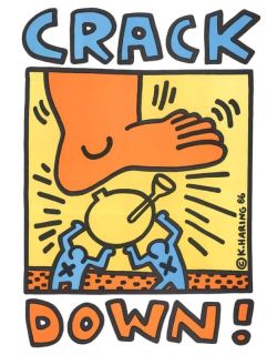 Peinture sur toile de Keith Haring Crack Down reproduction peinte à la main