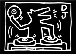 Peinture sur toile de Keith Haring Dj Dog reproduction peinte à la main
