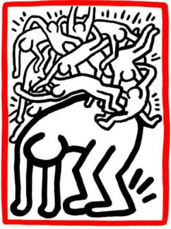 Peinture sur toile de Keith Haring Fight Aids Worldwide reproduction peinte à la main