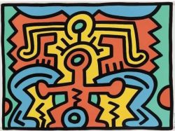 Peinture sur toile de Keith Haring Growing 5 reproduction peinte à la main